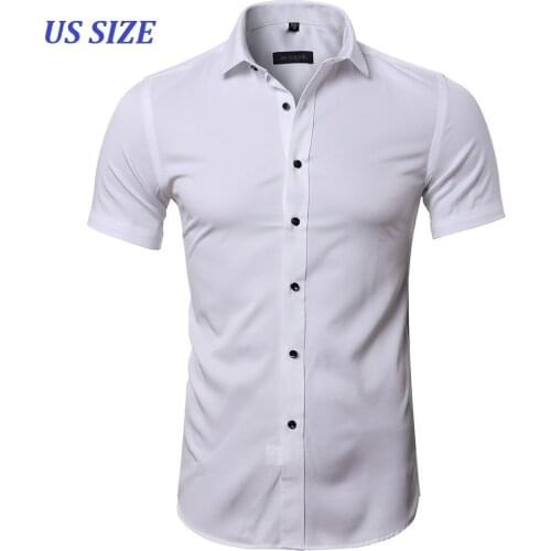US Size Men Shirt Soft Short Sleeve Casual Shirts Men Social Business Dress Shirt Male Tops Camisa Masculin Chemise Homme TS-509