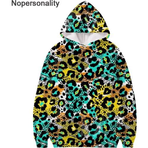 Nopersonality Women Fashion Leopard Printed Hoodies Popular Hooded Sweatshirt Autumn Hoodie Sweatshirt for Teenager Girls
