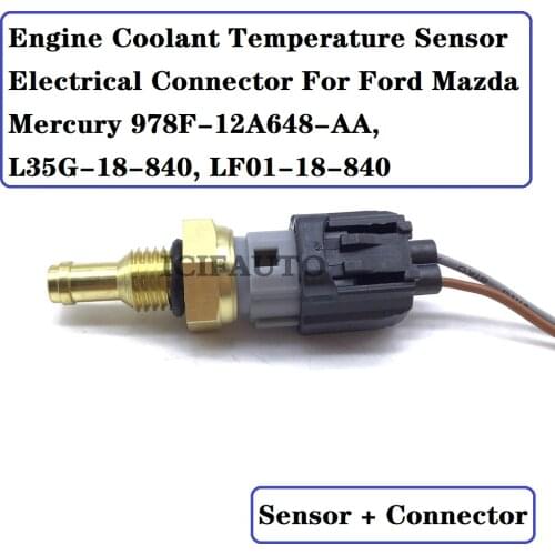 New Engine Coolant Temperature Sensor + Electrical Connector For Ford Mazda Mercury 978F-12A648-AA, L35G-18-840, LF01-18-840