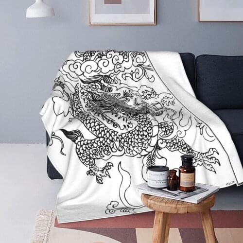 Dragons Zodiac Blanket Velvet Print Anime Animal Multifunction Lightweight Thin Throw Blankets for Bedding Car Bedding Throws
