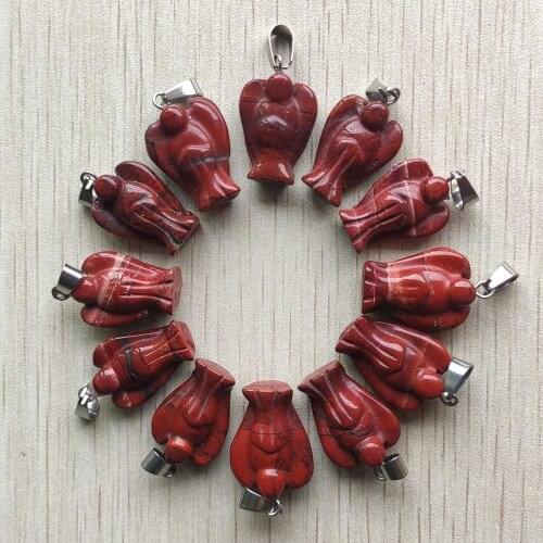 Wholesale 12pcs/lot good quality Carved natural rainbow stone angel charms pendants for necklace jewelry making free shipping