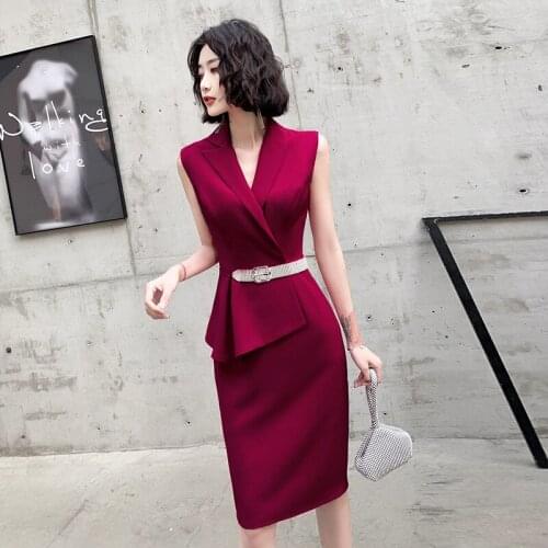 Office Dresses for Ladies 2020 Spring Summer Pencil Dress Suit black Women Elegant Formal Business Casual Work Plus Size XS-XXL