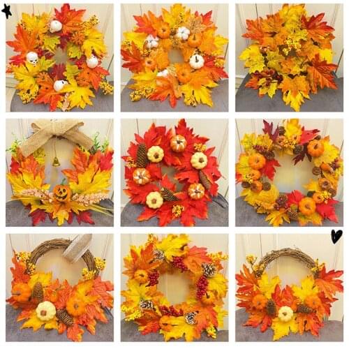 35-45CM Halloween Hanging Maple Rattan Garland Harvest Festival Decorations Pumpkin Props Fall Decorations For Home Pumpkin
