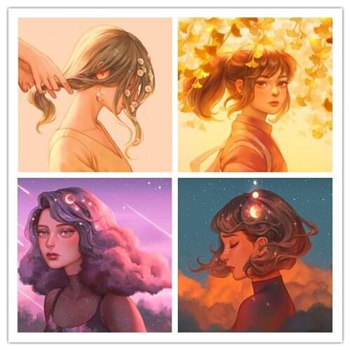 Full Round Artistic Portrait Diamond Painting Diamond Embroidery 5D DIY Diamond Setting Home Decoration Gifts GJ2572