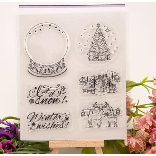 Crystal Ball Christmas Transparent Clear Silicone Stamp Seal Cutting DIY Scrapbook Rubber Stamping Coloring Diary Decor Reusable