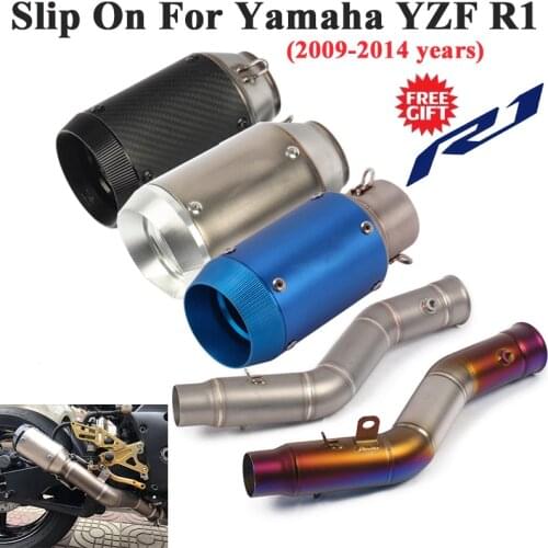 Slip On For Yamaha R1 YZF R1 2009 - 2014 Motorcycle GP Racing Exhaust Escape Modified Middle Tube Link Pipe Carbon Fiber Muffler