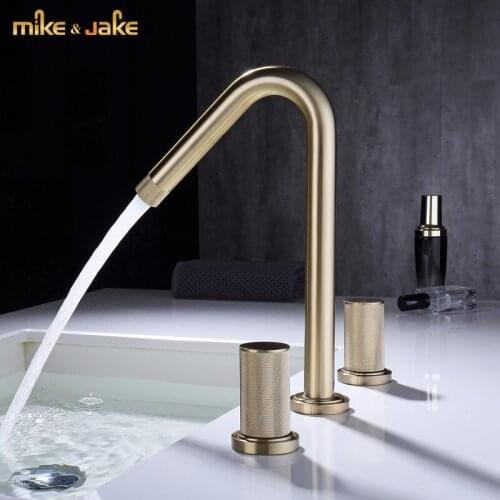Bathroom double handle faucet brush gold double handle brass bathroom faucet black Tap luxury Basin tap Hot And Cold sink Faucet