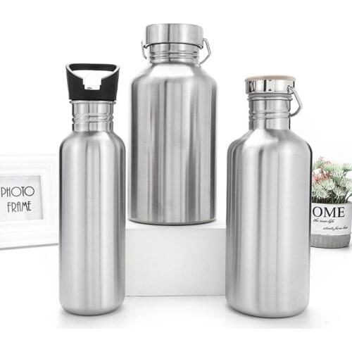 Sports water bottle custom logo 800ml stainless steel 304 milk1200ml fitness outdoor portable camp water bottle with handle