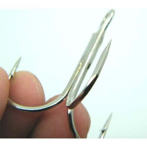 Anchor Treble Fishing Hook 16# High Carbon Steel Barbed Hooks Triple Hooks Peche Silver Sharped Fishhook Fishing Tackle Pesca