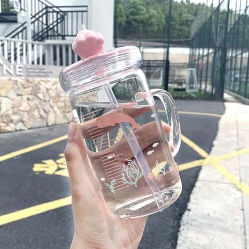 Japanese Personality Simple Red Ins Glass Students Tea Handle Cup Home Literary Hipster Cup