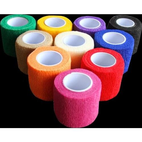 YILONG 5pcs Tattoo Accessories Disposable Self-adhesive Elastic Bandage 10 Colors for Handle Grip Tube 5cm Max Stretch Length