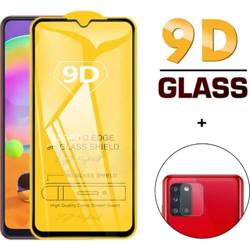 2-in-1 Full Gule cover tempered protective glass for samsung a31 a 31 screen protector for Samsung A31 A 31 camera lens glass
