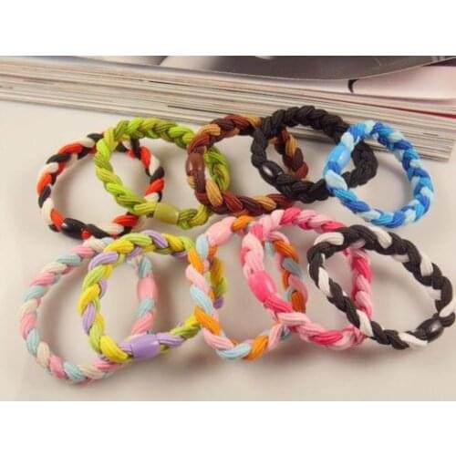 5PCS/lot New High Quality Rubber Bands Bowknot Button Random Color Women Elastic Hair Bands Accessories