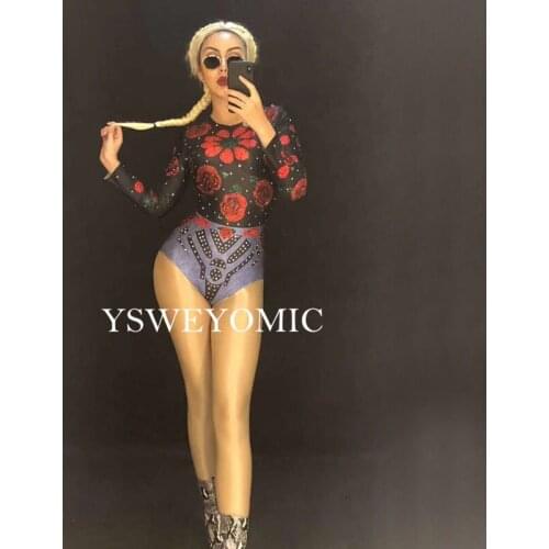Women Bodysuit Performance Outfit Dance Costume Sexy Stage Nightclub Party Stretch Leotard Stage Wear YSW603