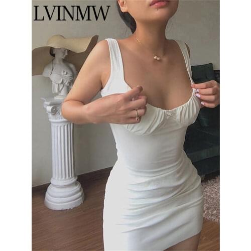 LVINMW Sexy Skinny Bralette With Bow Low Cut Slim Dress 2020 Women Summer Fashion Sleeveless Backless Dress Female Party Club