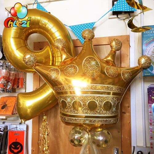 1pc Large Gold Crown Foil Balloons Prince Princess Baby Shower Birthday Bachelorette Party Dessert table Decorations Photo Props