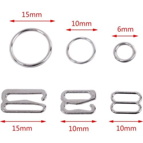 100pcs/Lot Adjustment Metal Bra Strap Adjustment Buckles Underwear Sliders Rings Clips For Lingerie DIY Accessories 6/10/15mm