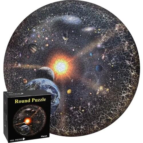 1000Pcs/set Planet Space Jigsaw Puzzle Large Round Solar System Toy Educational Game Theme Birthday Gift for Kids Adults