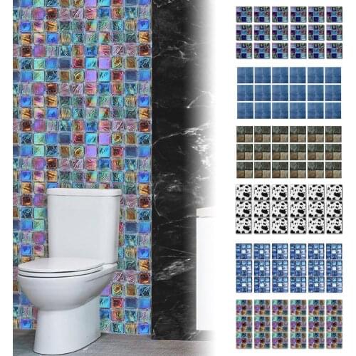 18Pcs Tile Decals 3D Self-adhesive Waterproof Sequined Mosaic Wall Sticker for Cabinet
