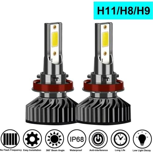 2PCS LED Headlight Bulbs H7 H11 H13 9004 9005 9006 9007 9012 F2 Car LED Light Auto Fog Lamp 6000K/8000K