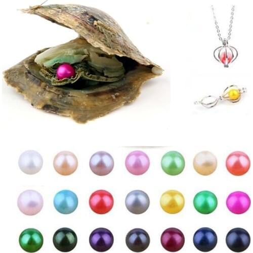 2018 DIY 6-7mm Seawater akoya oyster with Single pearl Mixed 25 colors Top quality natural pearl in Vacuum Package For Gift