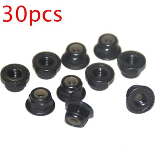 30 Pcs M4 Nuts Flange Nuts Black Wheel Hub Nut for 1/10 RC Car Model