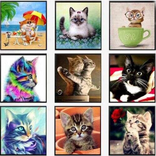 DIY 5D Diamond Mosaic Cartoon Cats Handmade Diamond Painting Cross Stitch Kits Diamond Embroidery Patterns Rhinestones 30*30CM
