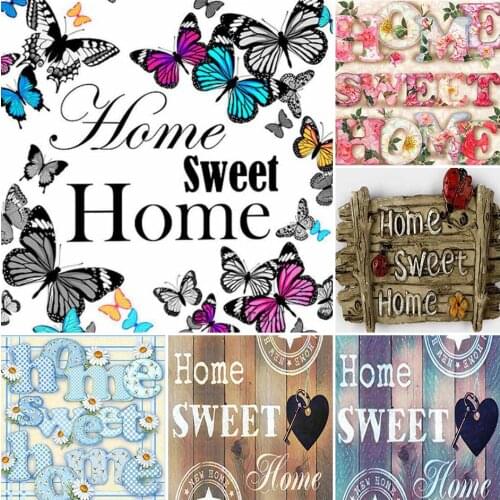 Full Diamond Embroidery Animal Butterfly Diamond Mosaic Rhinestones Home Sweet Text Diy 5D Diamond Painting Cross Stitch Kit