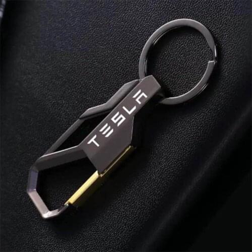 Laser engraving style car Keychain Metal Alloy Buckle Waist Car Key Chain car logo Key Chain accessories for Tesla Model 3 S X Y