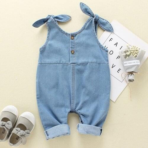 Summer Baby Girl Boy Rompers 2019 Fashion Strap Kid Jumpsuit Cute Newborn Baby Denim Clothes 3M 6M 12M 18M Baby Jumpsuit D30