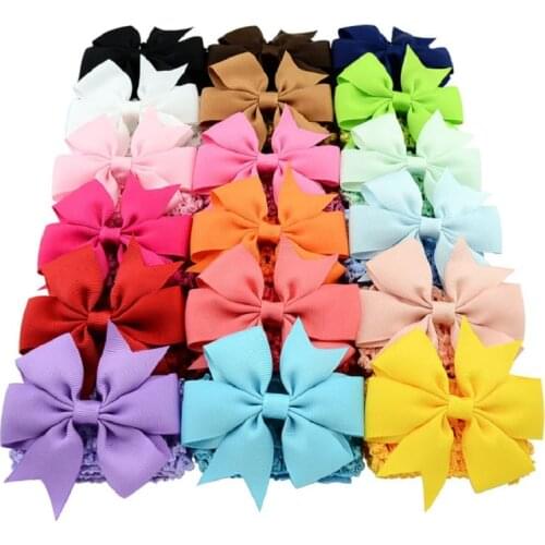 Princess Double Usage Detachable Elastic Bowknot Headbands Girls Solid Colorful Bow Hair Clips Kids Hairpins Hair Accessories