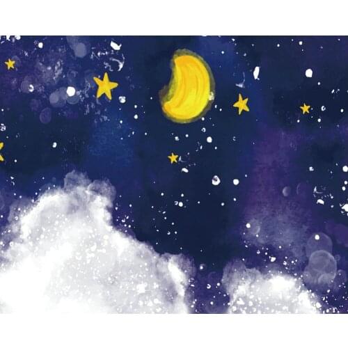 Purple Starry Sky Moon Clouds Backdrop Baby Shower Party Birthday Room Decor Photo Booth Studio Prop