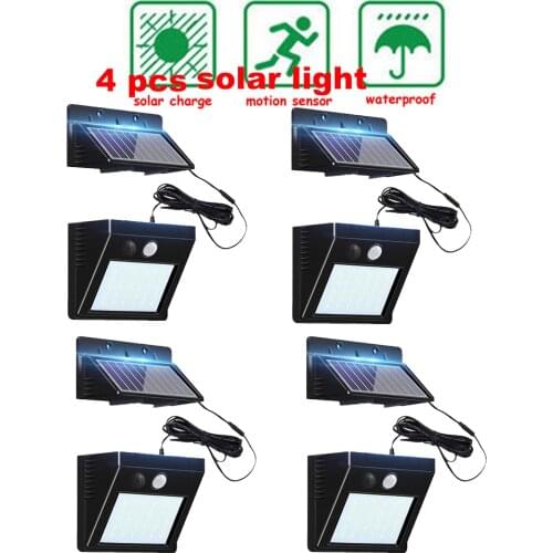 30 LED PIR Motion Sensor Solar Lamp Three Modes Remote Control Outdoor Garden Street Yard Wall Lightoptional seperable panel ind