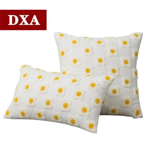 Embroidered Daisy Cotton Throw Pillow Cover for Sofa 45x45cm/30x50cm Pillow Cushion Cover Bedroom Living room Chair Home Decor