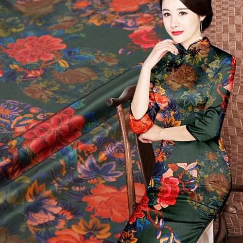 Chinese Natural Mulberry Silk Spandex Stretch Fabric Satin 19mm Soft Breathable Cheongsam Dress Fabric Wholesal Cloth Per Meter