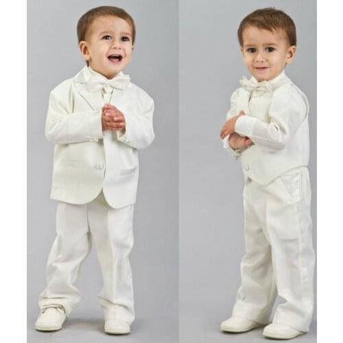 Ivory Little Boys Formal Wear Jacket Pants 3 Pieces Set Suits for Wedding Dinner Children Kids Tuxedos