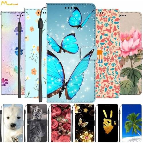 Butterfly Cat Leather Flip Cover For Huawei Y7P Case Book Style Wallet Holster For Huawei Y7 Prime 2019 Case Y7Prime Funda Etui