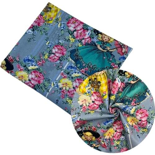 Beautiful Digital Printing 100% Cotton Fabric Blue Bottom Flower Girl Pattern Sewing Material Children Fabric Diy Shirt Clothing