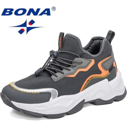 BONA 2021 New Designers Running Shoes Men Popular Sneakers Man Breathable Light Sport Shoes Mesh Flexible Soft Walking Footwear