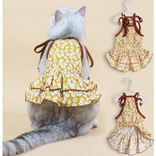 Cat Dog Pullover Dress Suspender Design Non-shrink Casual Puppy Two-legged Summer Dress Dogs Summer Sling Dresses for Travel