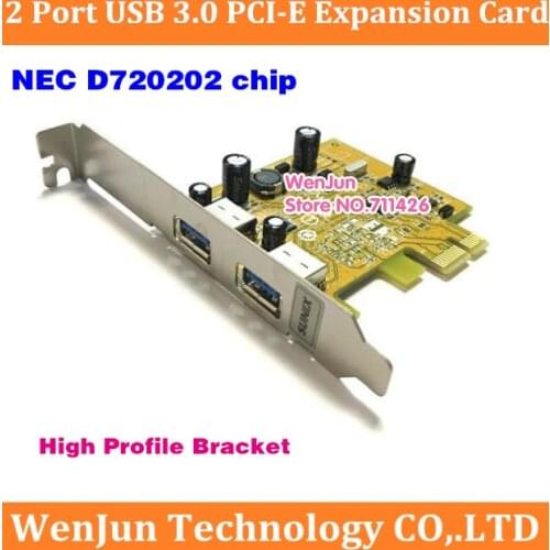 Hot SAEL Cableless 2 Port USB 3.0 PCI-E Expansion Card Adapter with High profile bracket External 2port USB3.0 NEC D720202