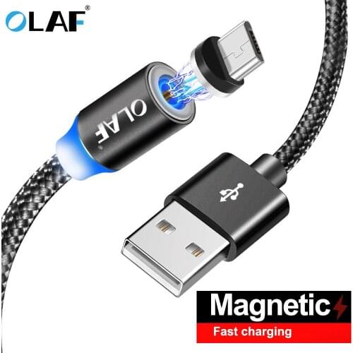 Olaf Magnetic Cable Nylon Braided Micro USB Magnet Cable For Xiaomi Data Charger Cable for Samsung S8 S9 Android Mobile Phone