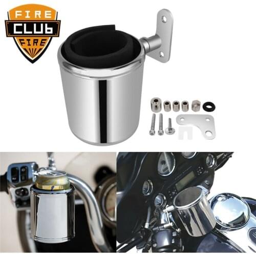 Motorcycle Cup Holder Chrome Handlebar Drink Bottle Holder For Indian Roadmaster Chieftain 14-2019 For Harley Touring Road 97-18