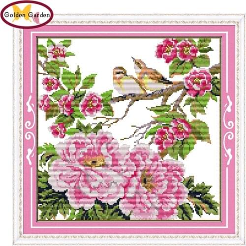 GG Flowers&Little Birds Pattern Cross Stitch Embroidery Needlework 11CT14CT Handicraft JoySunday Cross Stitch Kit for Home Decor