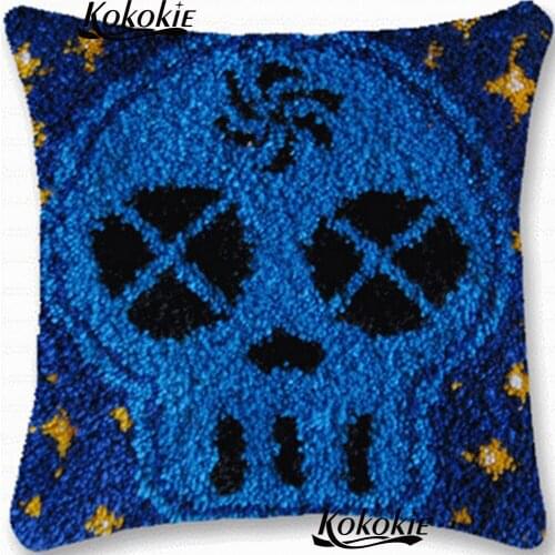 Crocheting Rug Kits Yarn 3d carpet tools Handmade cross-stitch latch hook rug Ghost head cushion embroidery needlework sets