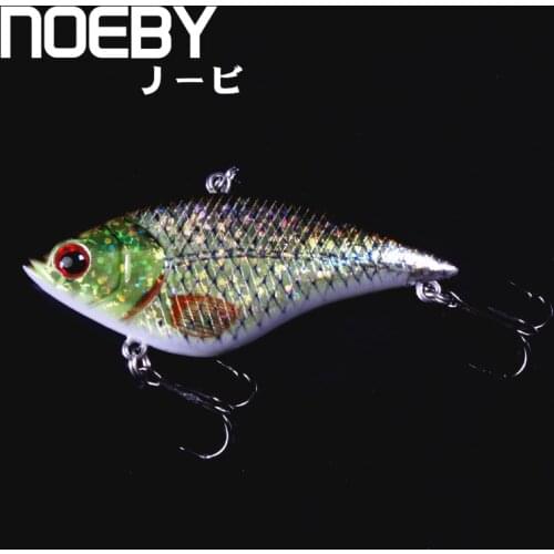 NOEBY 1 Pcs Fishing Lure 70mm/15g 0.6-2m Sinking Super VIB Lures Hard Baits France VMC Treble Hooks + PVC Plastic Box NBL 9058