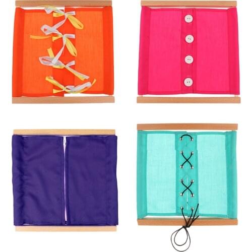 4pcs Montessori Educational Toys Daily Life Clothing Button/ Bow-knot/ Zipper/ Lacing Dressing Frame Preschool Learning for Kids
