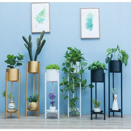 Nordic flower stand living room wrought iron metal creative modern minimalist floor gold decoration indoor bar flower pot shelf