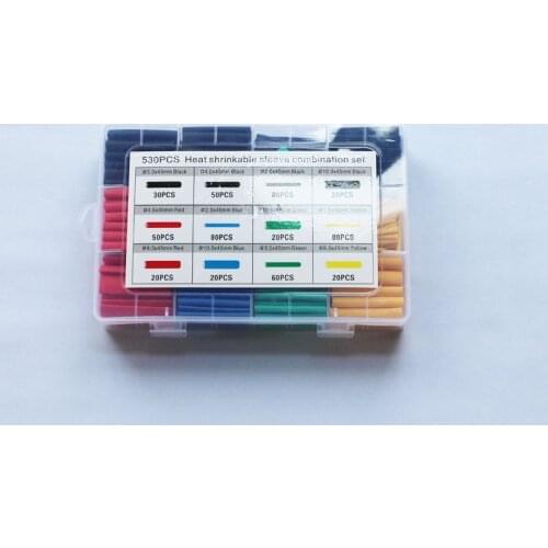 530PCS Sleeving Wrap Wire Polyolefin Assorted Heat Shrink Tubing Insulation Shrinkable Tube kits