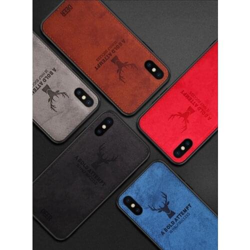 Luxury Canvas Deer Pattern Cloth Slim Soft TPU Protective Phone Case Back Cover for Iphone 12 Pro Max 11 XS XR SE 6S Plus 7 Plus